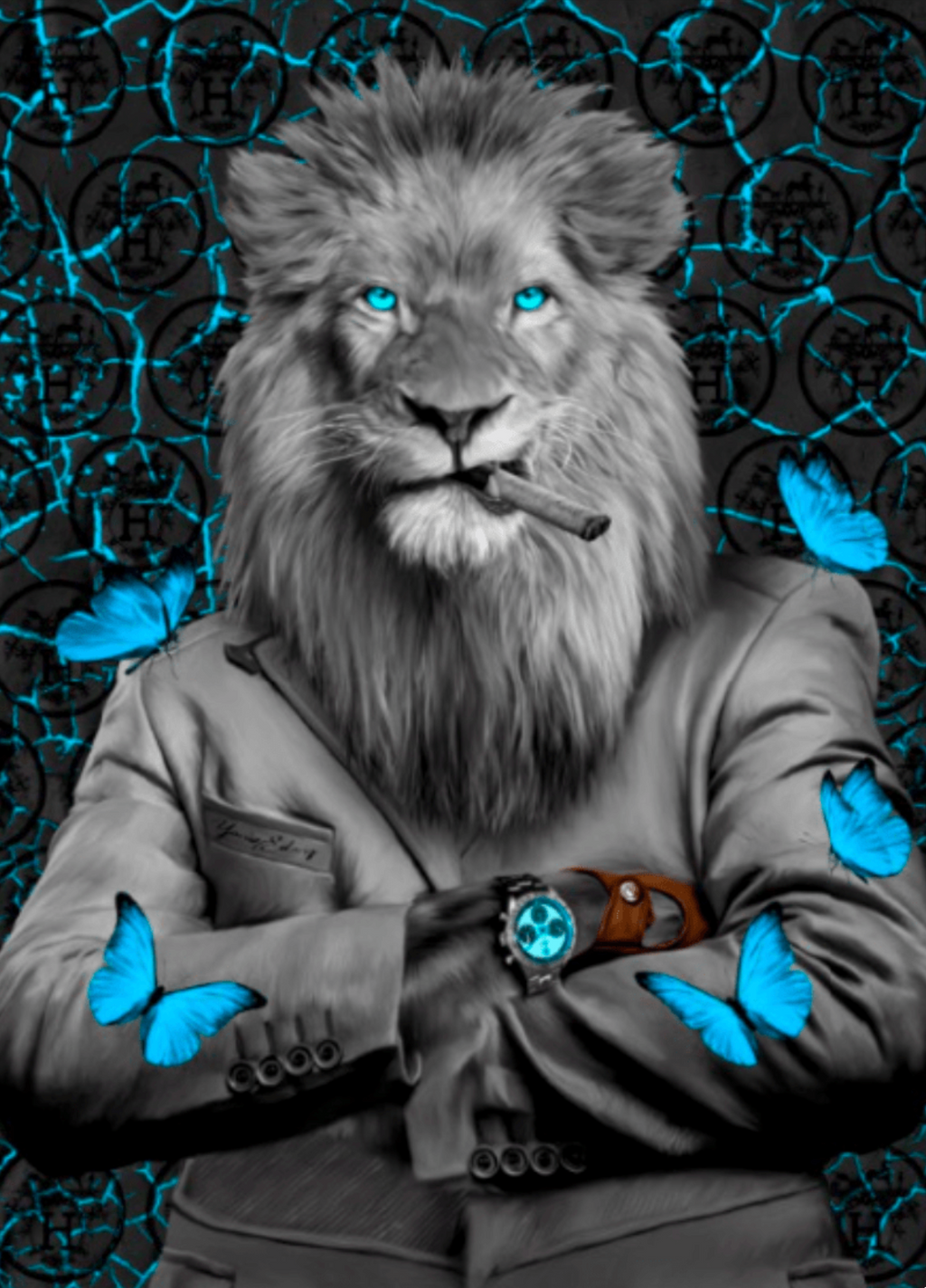 Lion Big Blue Sky