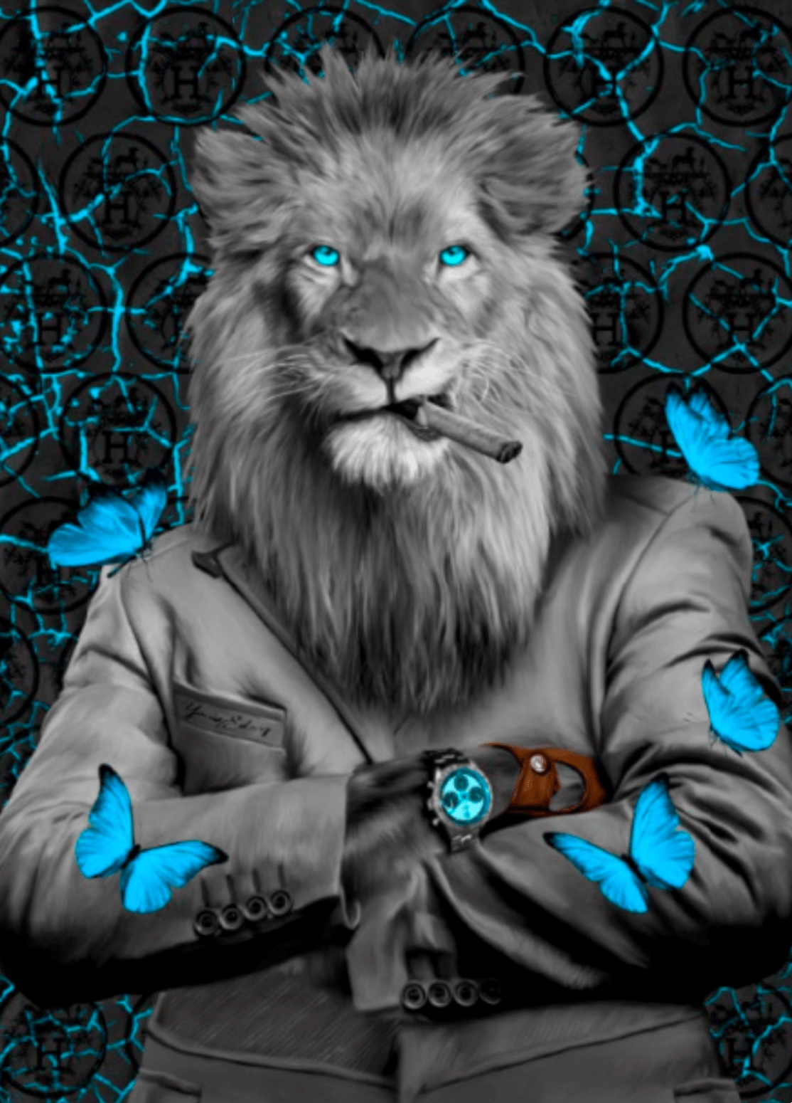 Lion Big Blue Sky
