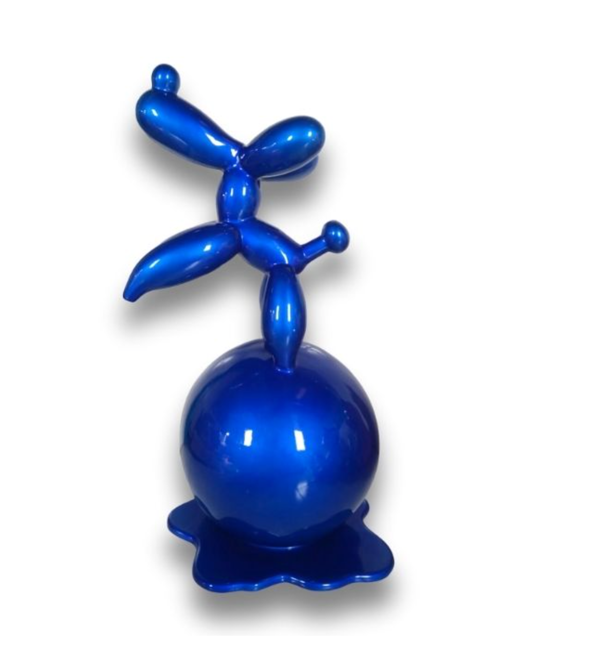Balloon Dog On A ball Metallic Blue