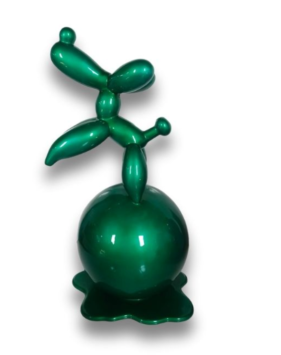 Balloon Dog On A ball Metallic Green