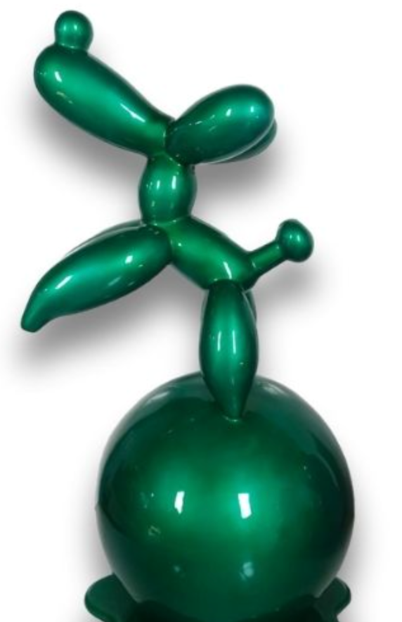 Balloon Dog On A ball Metallic Green